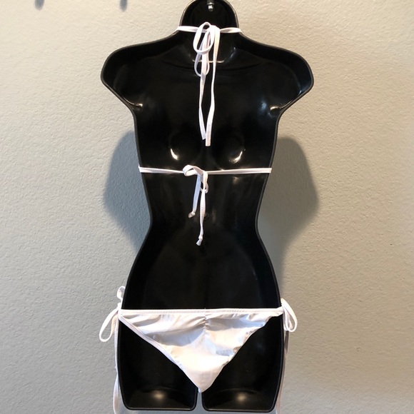 SOLD! White and Gold Sparkly Bikini - Picture 2 of 4